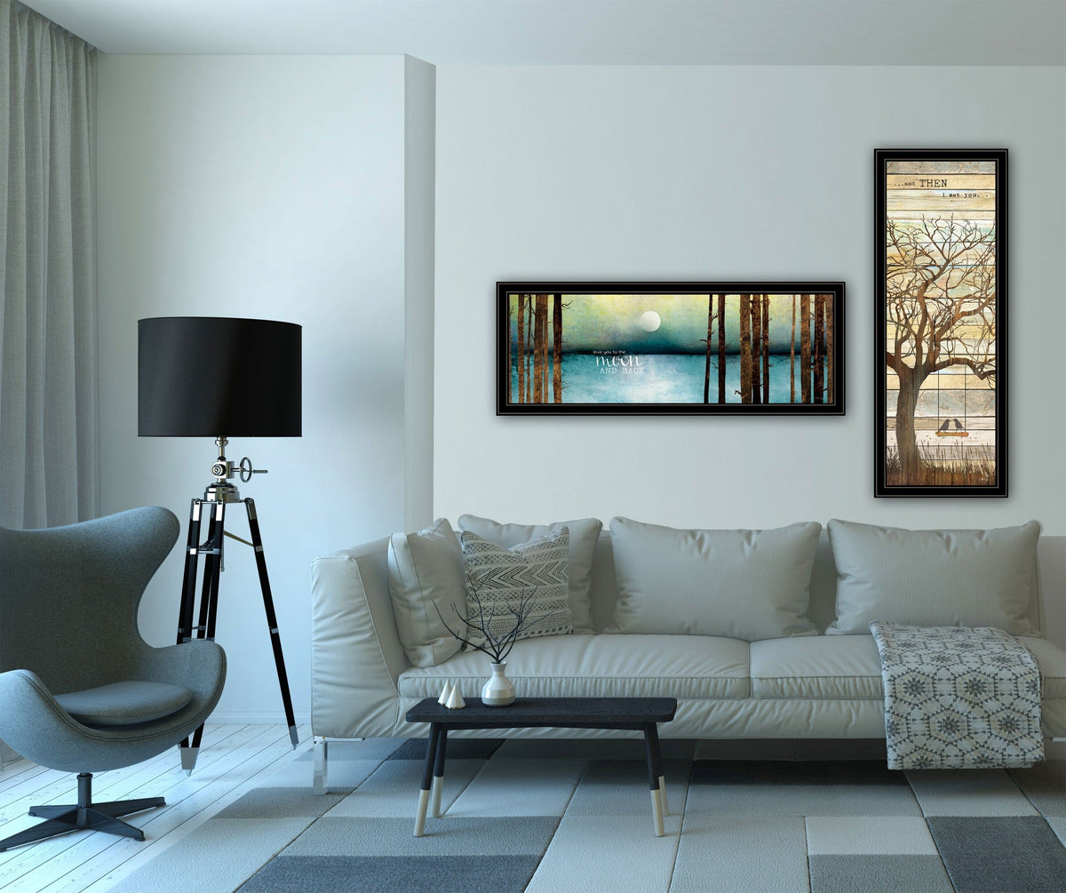 Set Of Two I met You or Living your Dreams 1 Black Framed Print Wall Art W2B