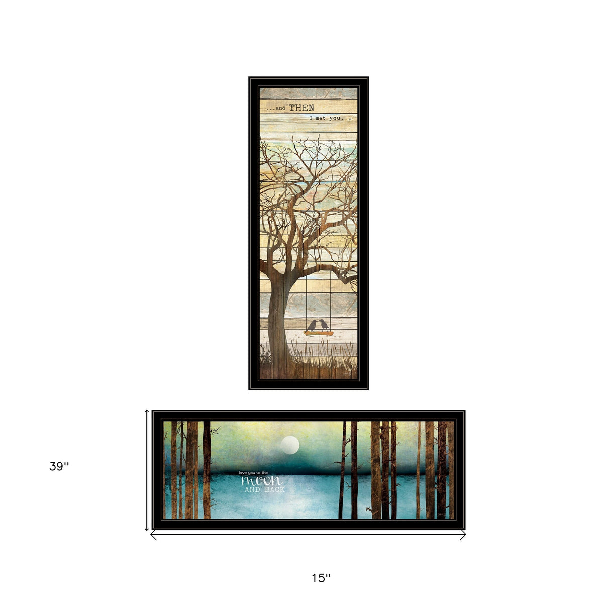 Set Of Two I met You or Living your Dreams 1 Black Framed Print Wall Art W2B