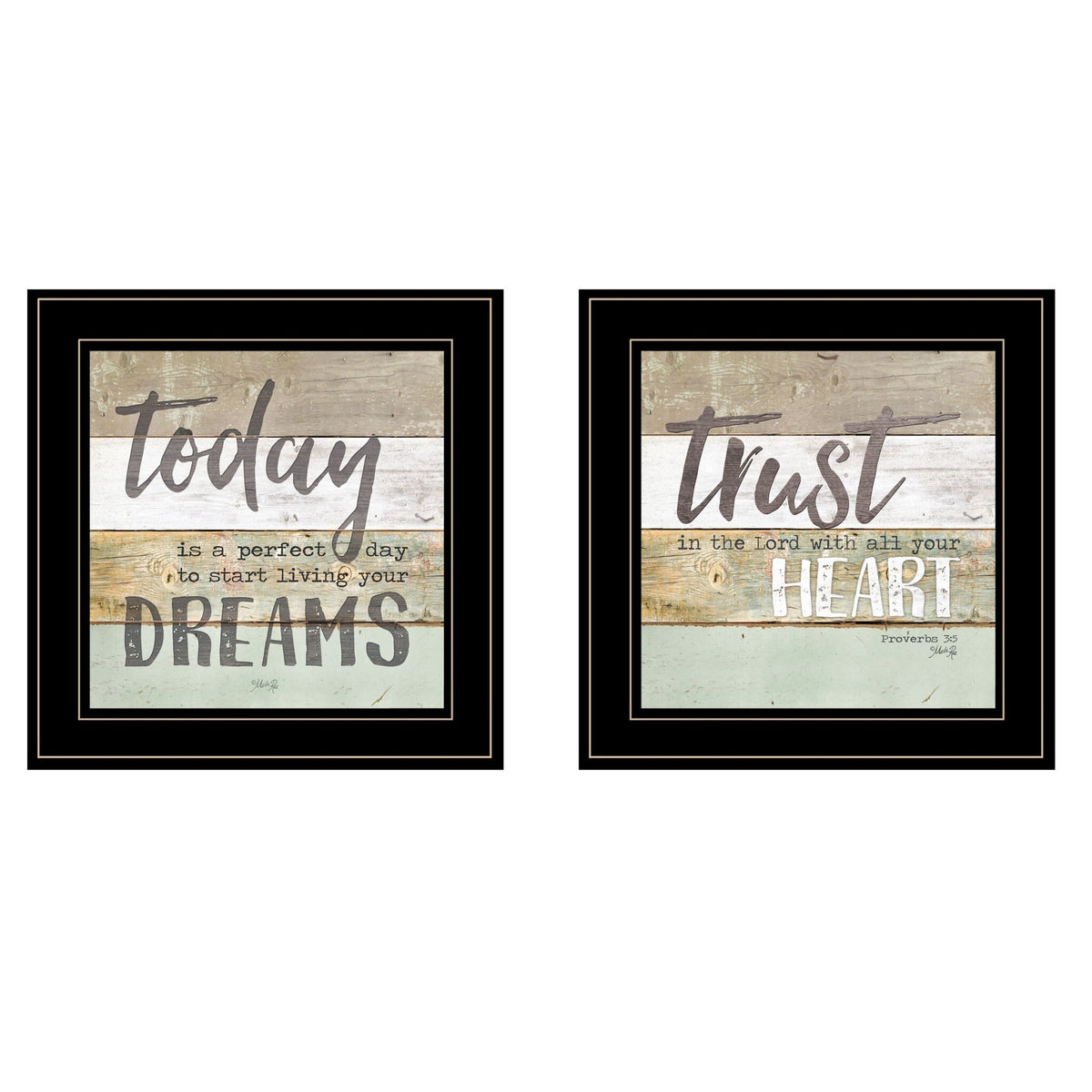 Set Of Two Trust in the Lord Black Framed Print Wall Art W2B