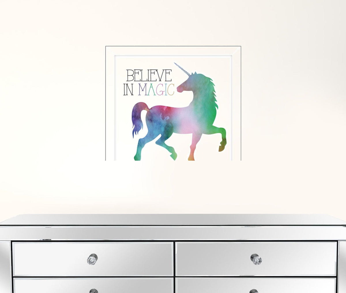 Set Of Two Believe in Magic White Framed Print Wall Art W2B