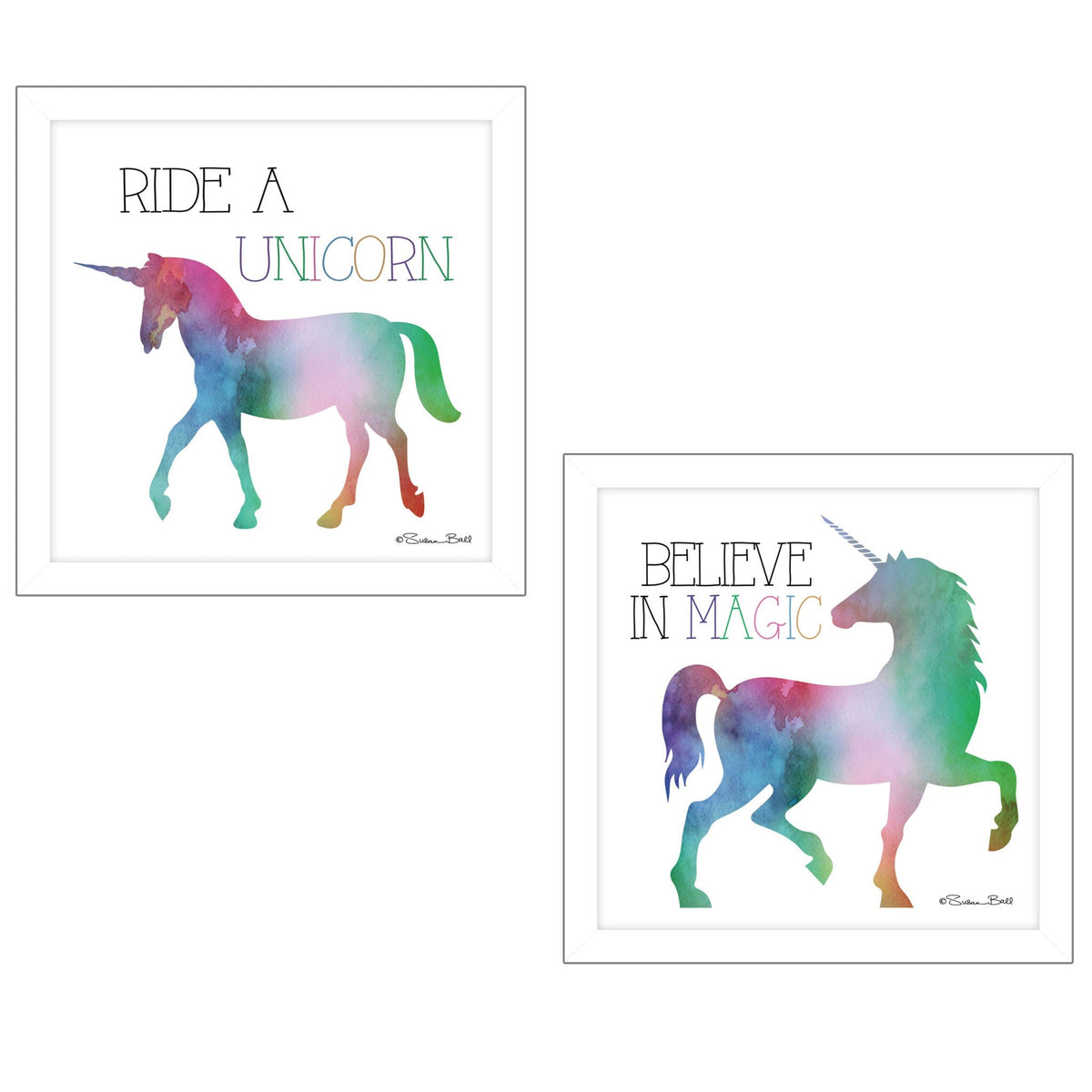 Set Of Two Believe in Magic White Framed Print Wall Art W2B