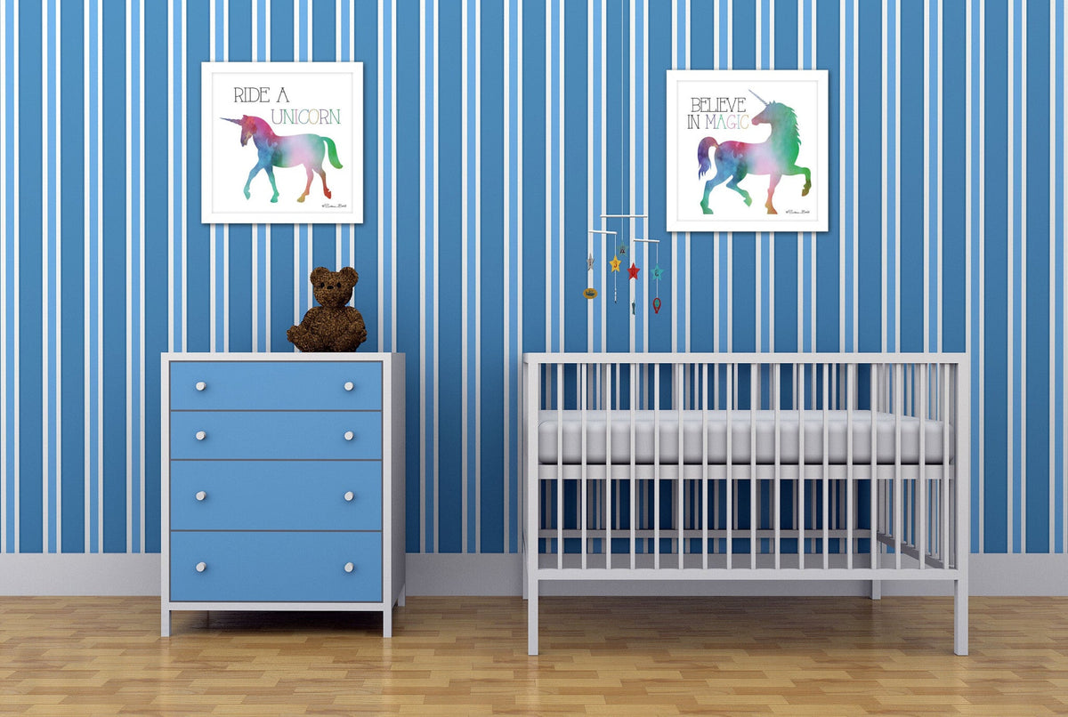 Set Of Two Believe in Magic White Framed Print Wall Art W2B