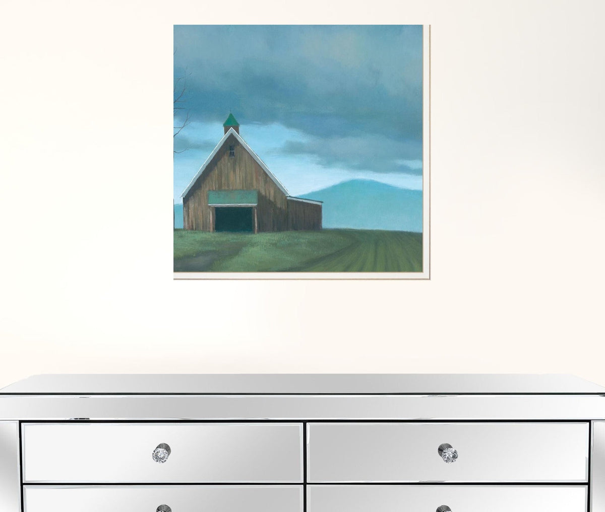 Set Of Two Two Barnscapes 1 White Framed Print Wall Art W2B