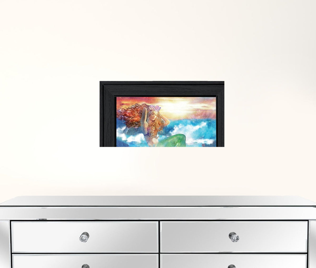 Set Of Two Mermaids 2 Black Framed Print Wall Art W2B