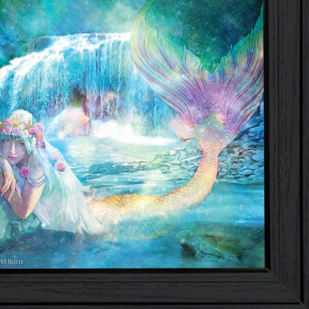 Set Of Two Mermaids 2 Black Framed Print Wall Art W2B