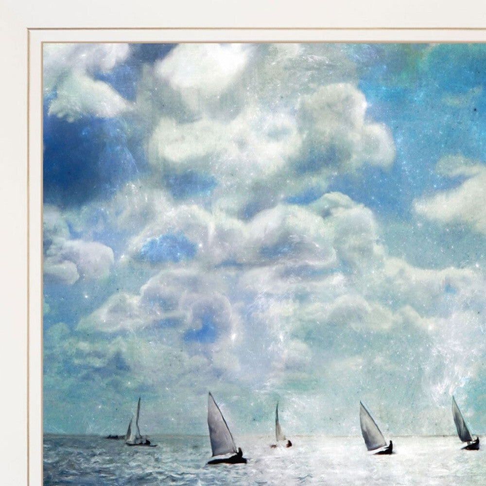 Set Of Two Sailboat Marina 2 White Framed Print Wall Art W2B