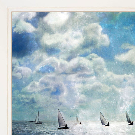 Set Of Two Sailboat Marina 2 White Framed Print Wall Art W2B