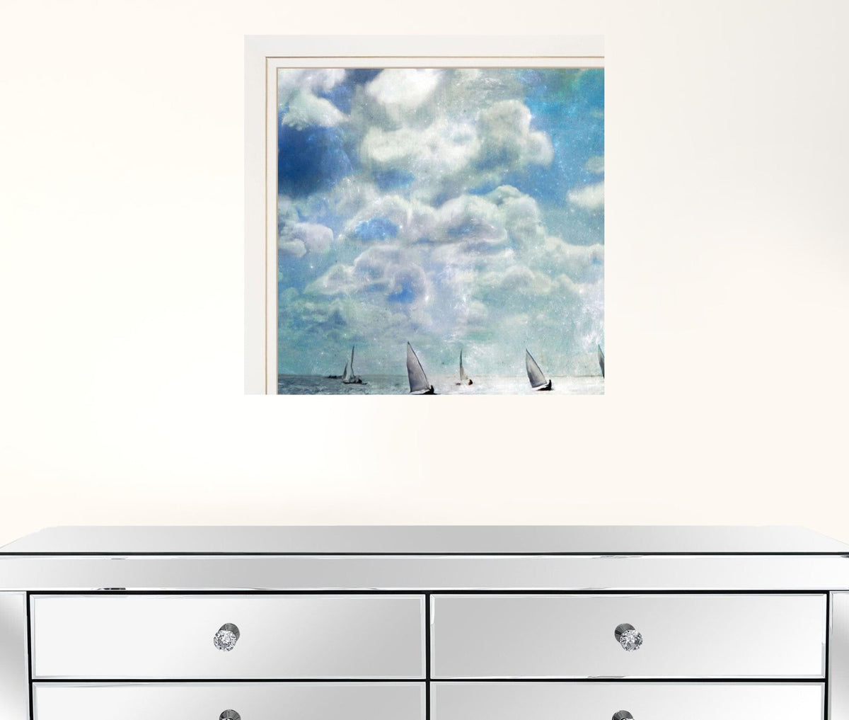 Set Of Two Sailboat Marina 2 White Framed Print Wall Art W2B