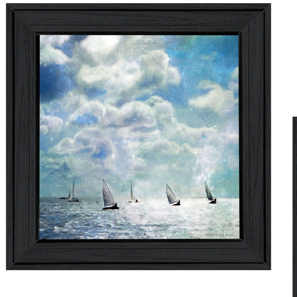 Set Of Two Sailboat Marina 3 Black Framed Print Wall Art W2B