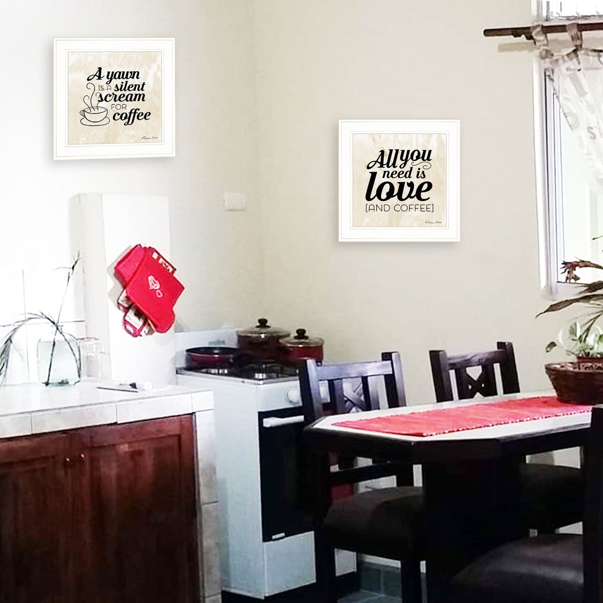 Set Of Two All You Need is Coffee 1 White Framed Print Wall Art W2B