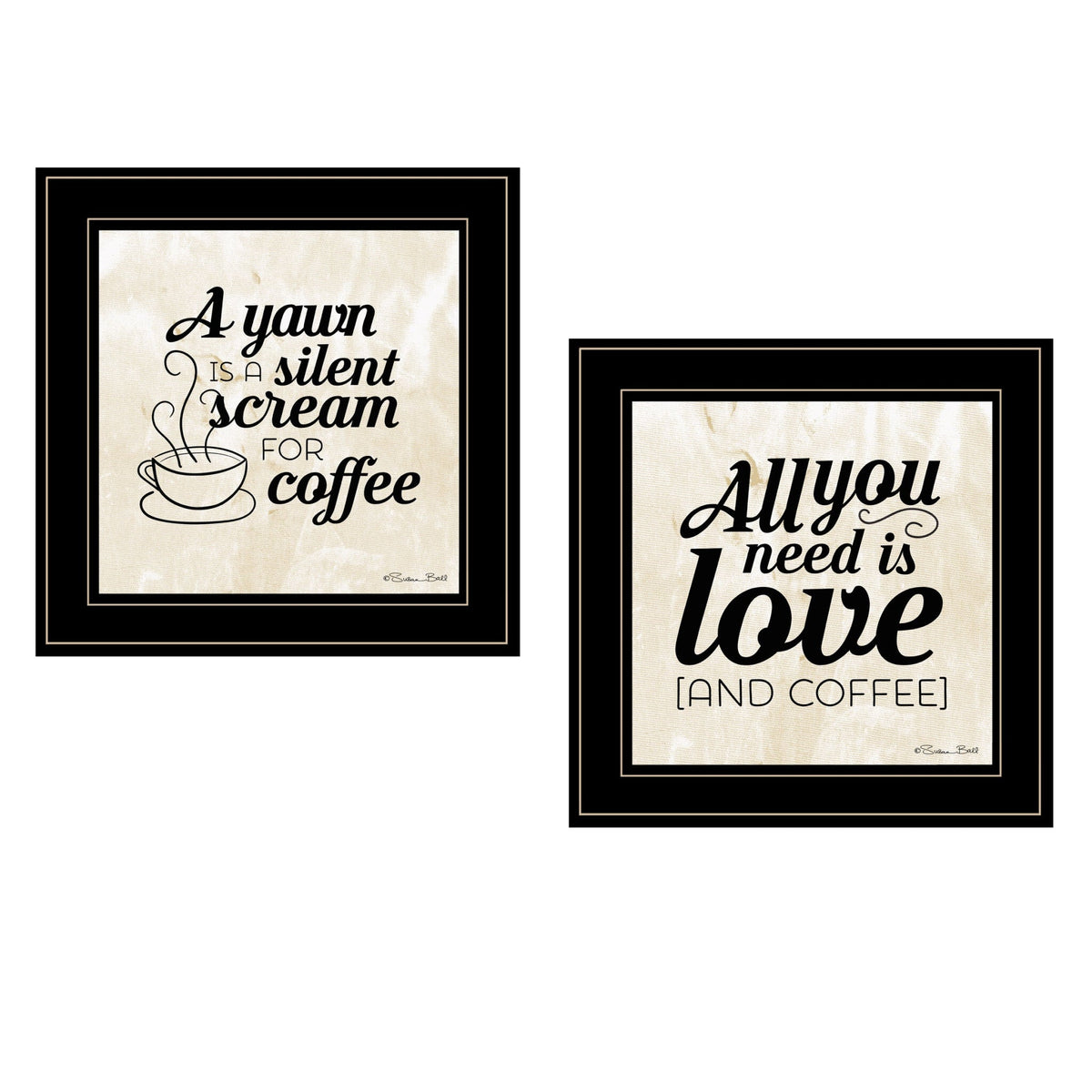 Set Of Two All You Need is Coffee 2 Black Framed Print Wall Art W2B