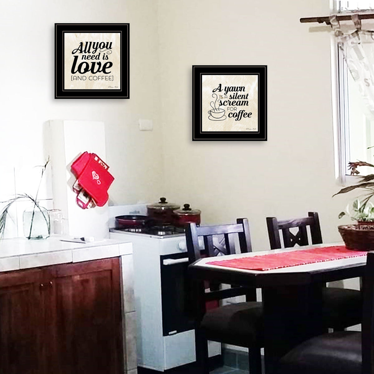 Set Of Two All You Need is Coffee 2 Black Framed Print Wall Art W2B