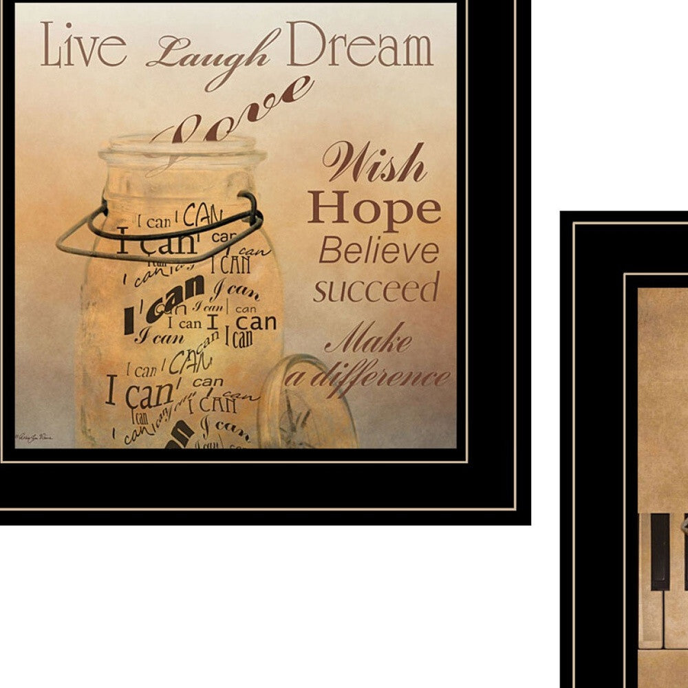 Set Of Two Music 2 Black Framed Print Wall Art W2B