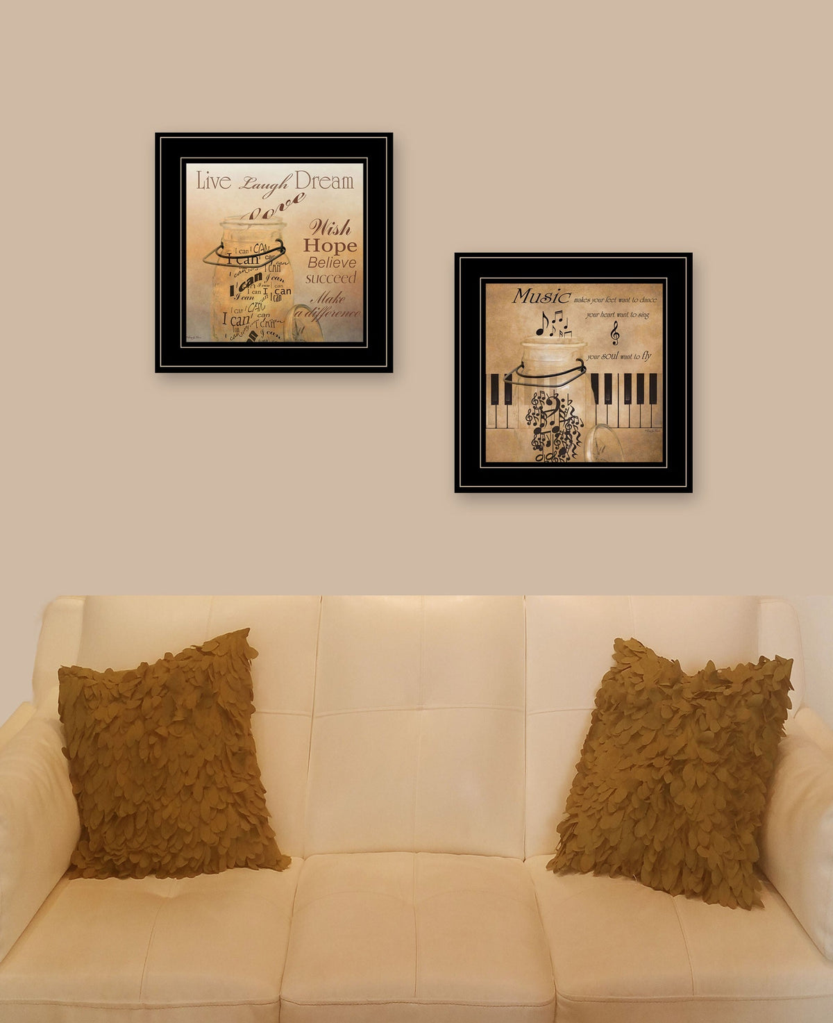Set Of Two Music 2 Black Framed Print Wall Art W2B