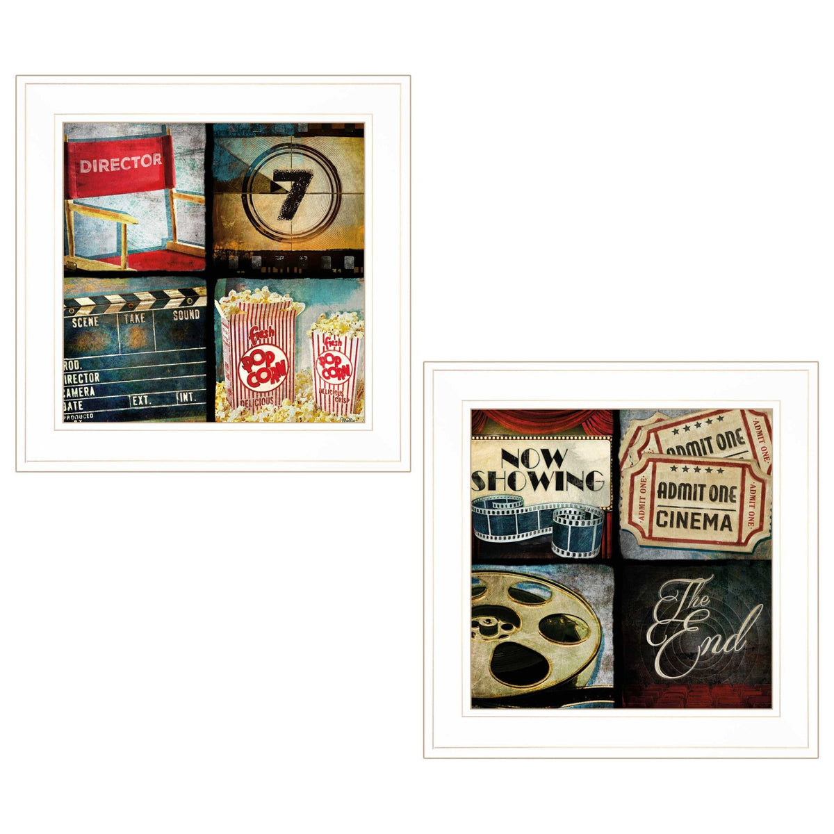 Set Of Two At The Movies 1 White Framed Print Wall Art W2B