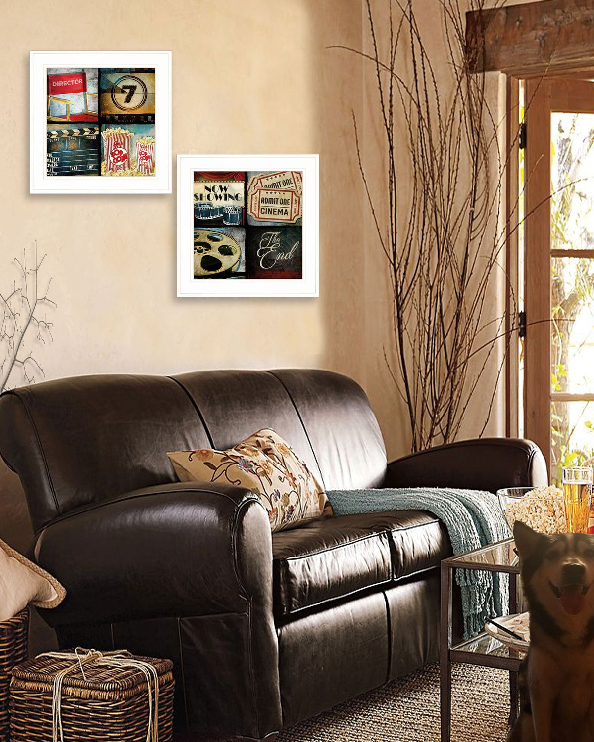 Set Of Two At The Movies 1 White Framed Print Wall Art W2B