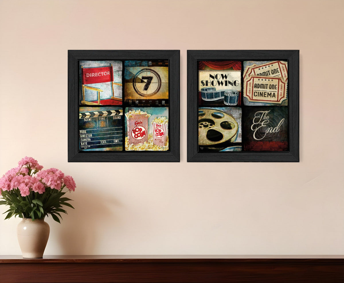 Set Of Two At The Movies 2 Black Framed Print Wall Art W2B