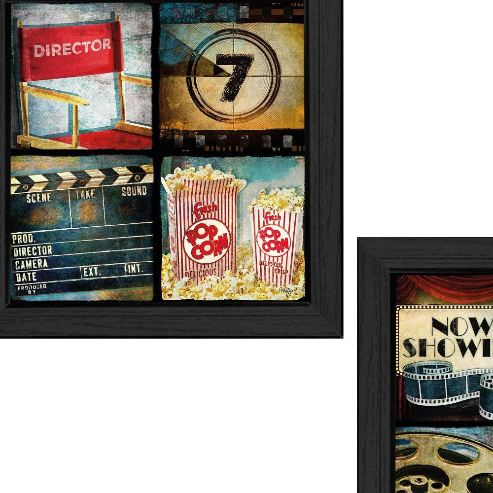Set Of Two At The Movies 2 Black Framed Print Wall Art W2B