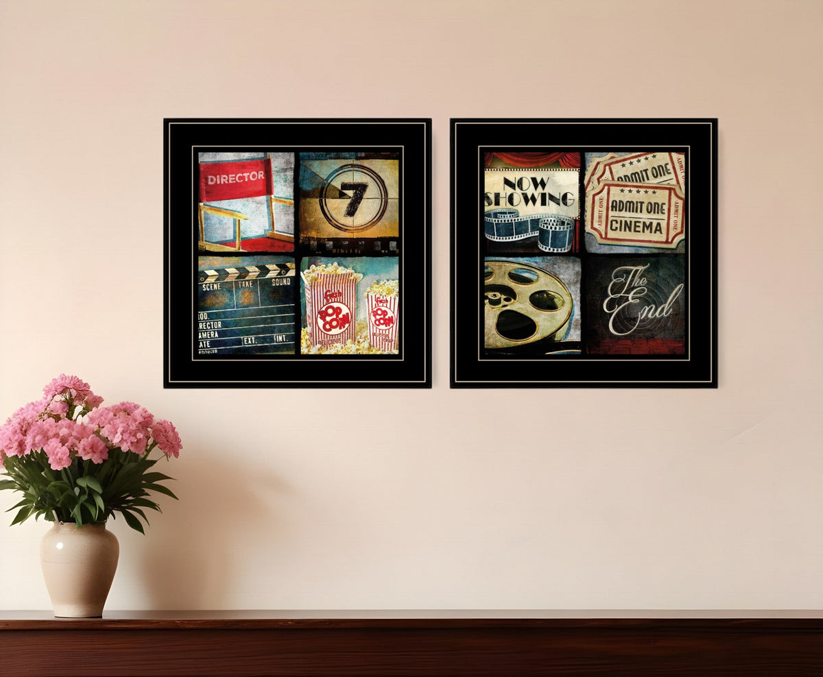 Set Of Two At The Movies Black Framed Print Wall Art W2B