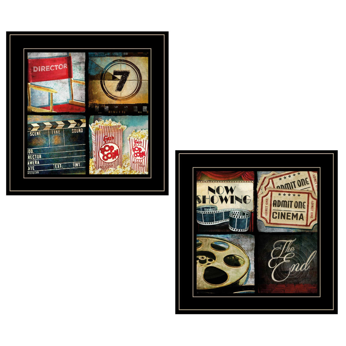 Set Of Two At The Movies Black Framed Print Wall Art W2B