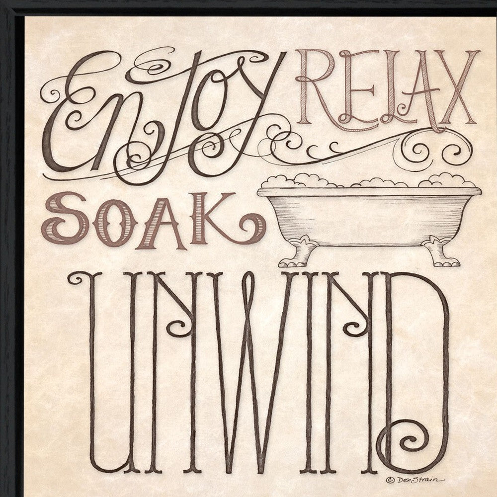 Set Of Two Soak and Unwind 1 Black Framed Print Bathroom Wall Art W2B