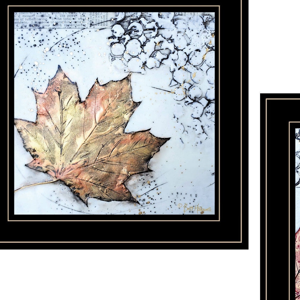 Set Of Two Channeling Fall Leaves Black Framed Print Wall Art W2B