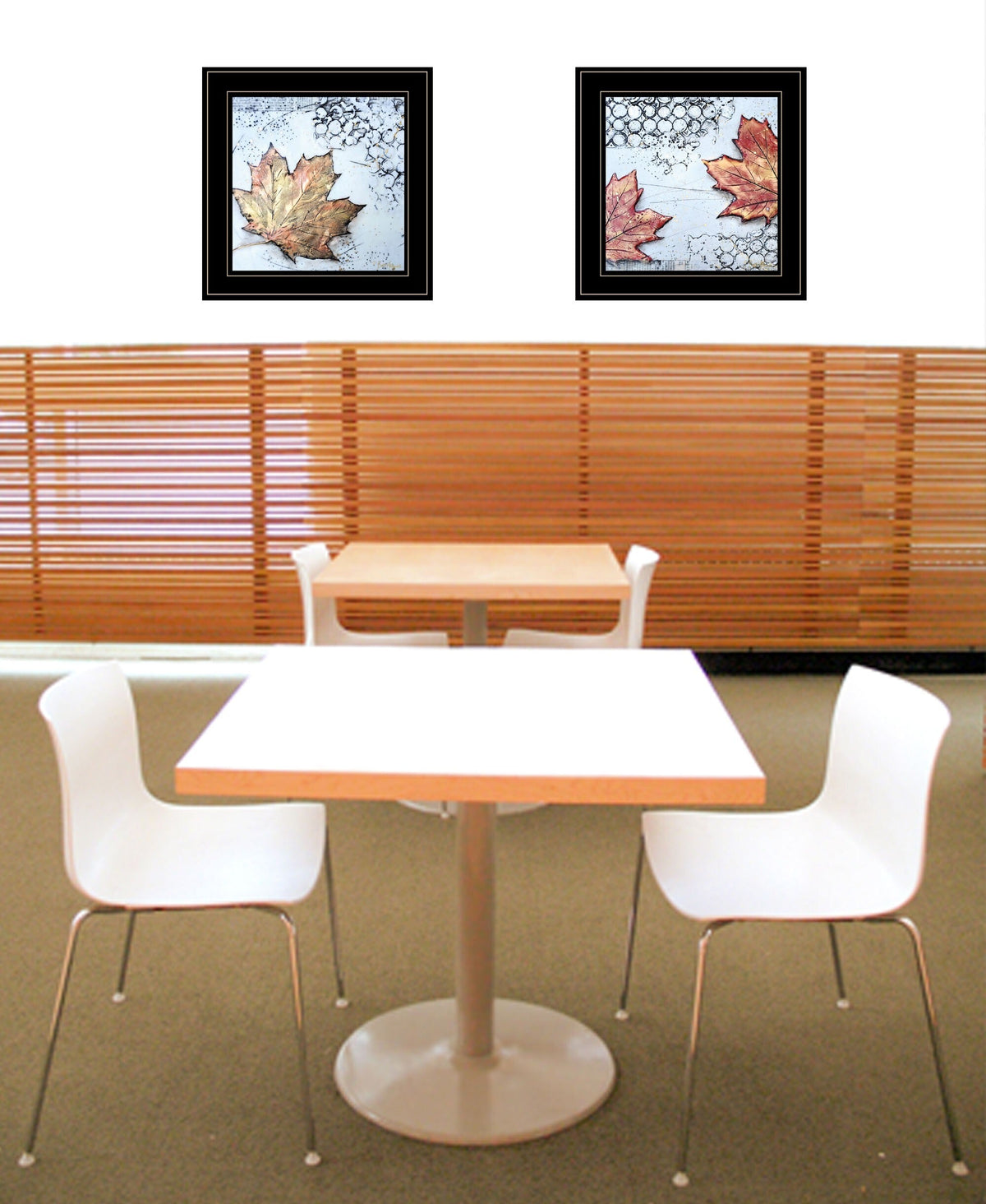 Set Of Two Channeling Fall Leaves Black Framed Print Wall Art W2B