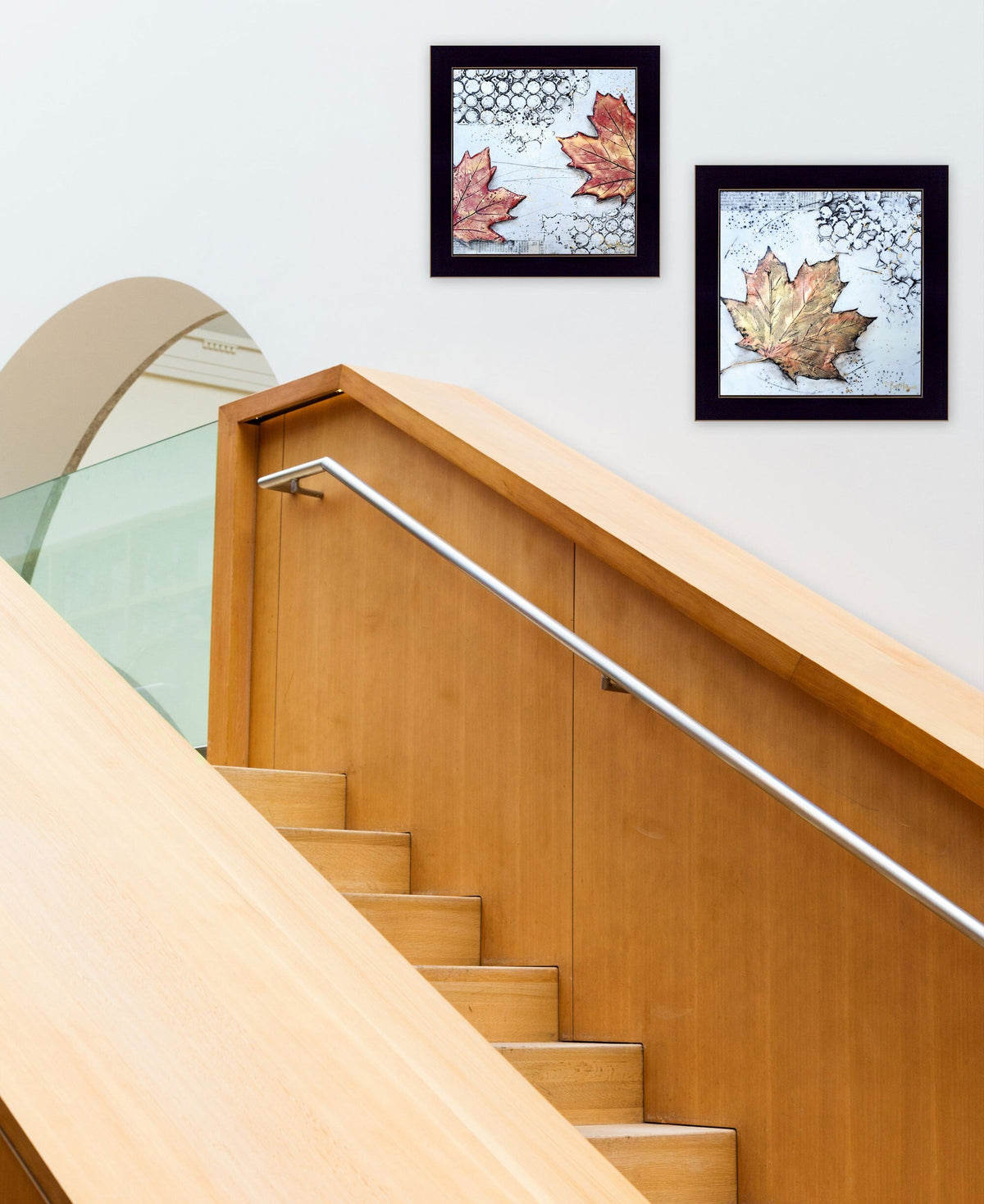 Set Of Two Channeling Fall Leaves I and III 3 Black Framed Print Wall Art W2B
