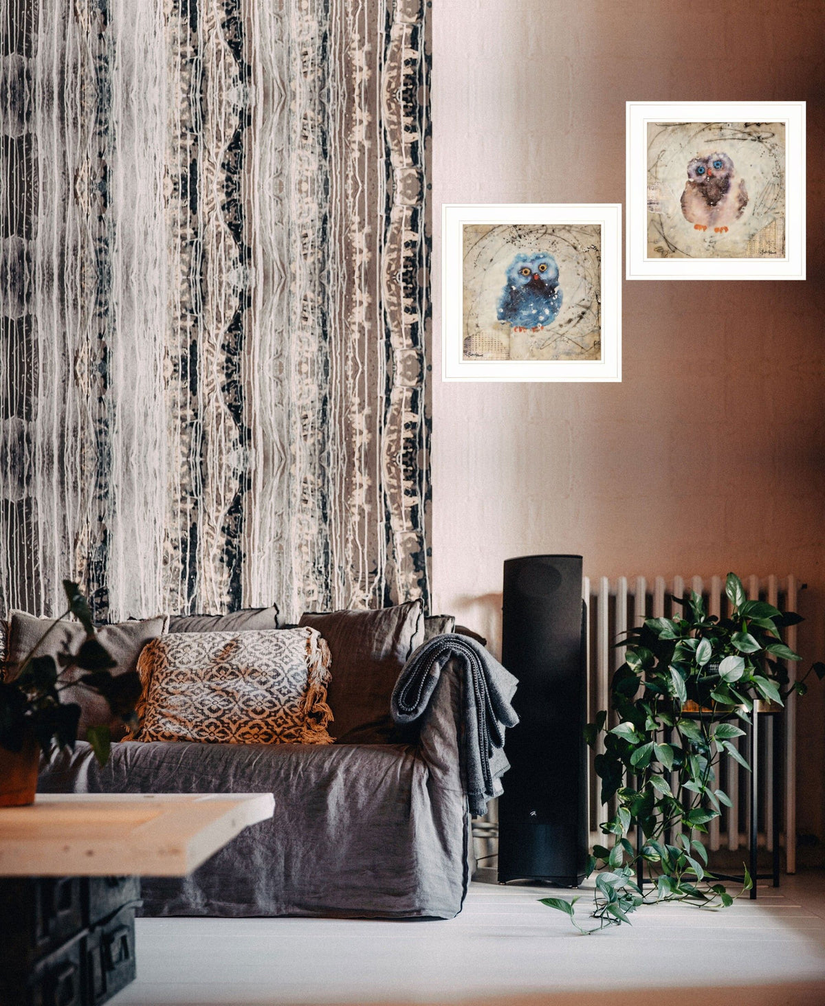 Set Of Two Wonder Years Owls 1 White Framed Print Wall Art W2B