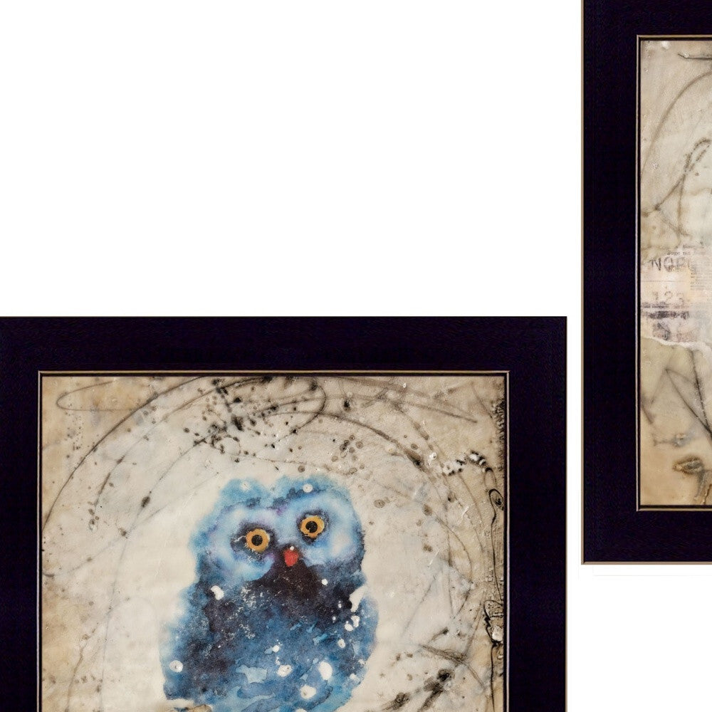 Set Of Two Wonder Years Owls Black Framed Print Wall Art W2B