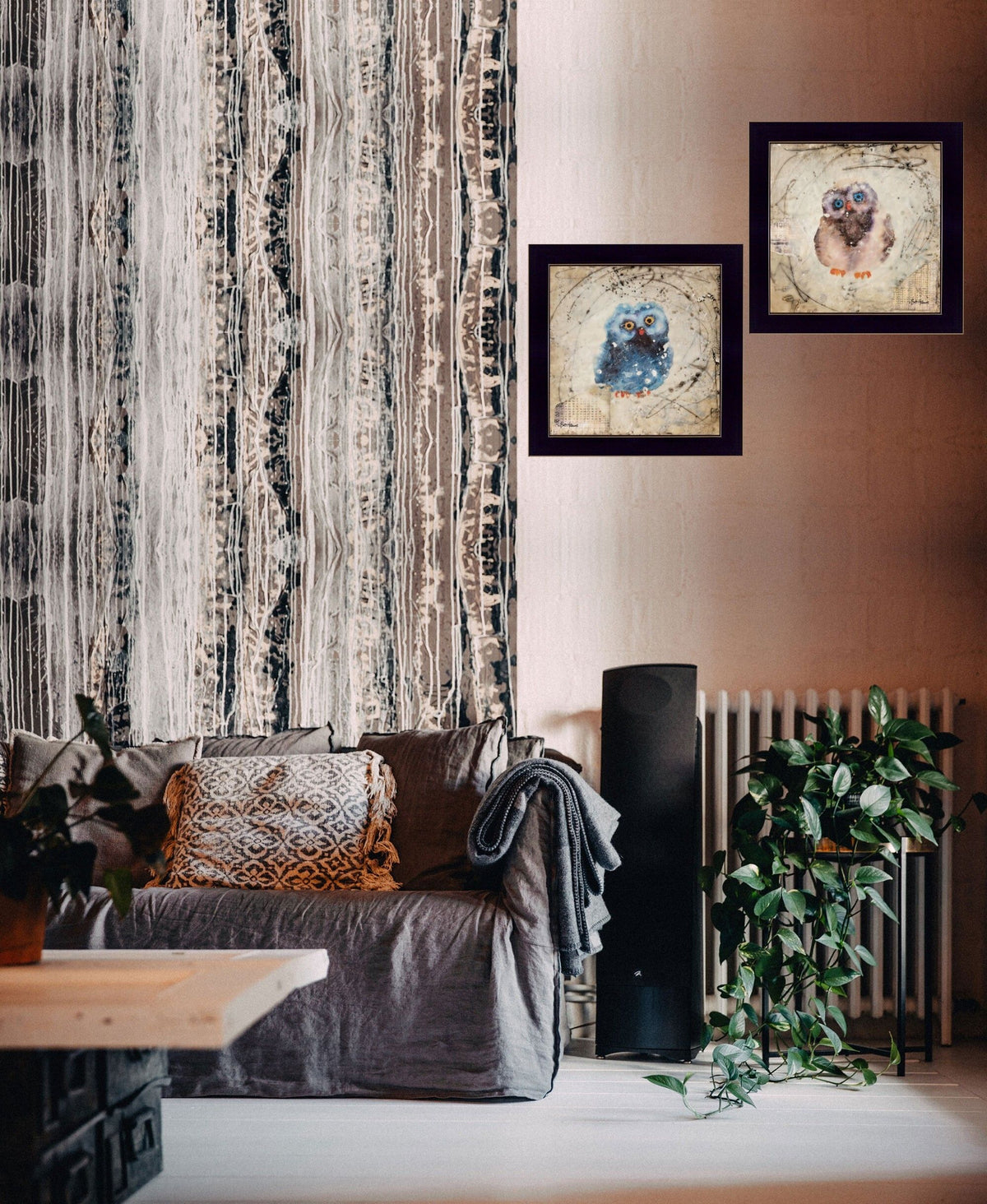 Set Of Two Wonder Years Owls Black Framed Print Wall Art W2B
