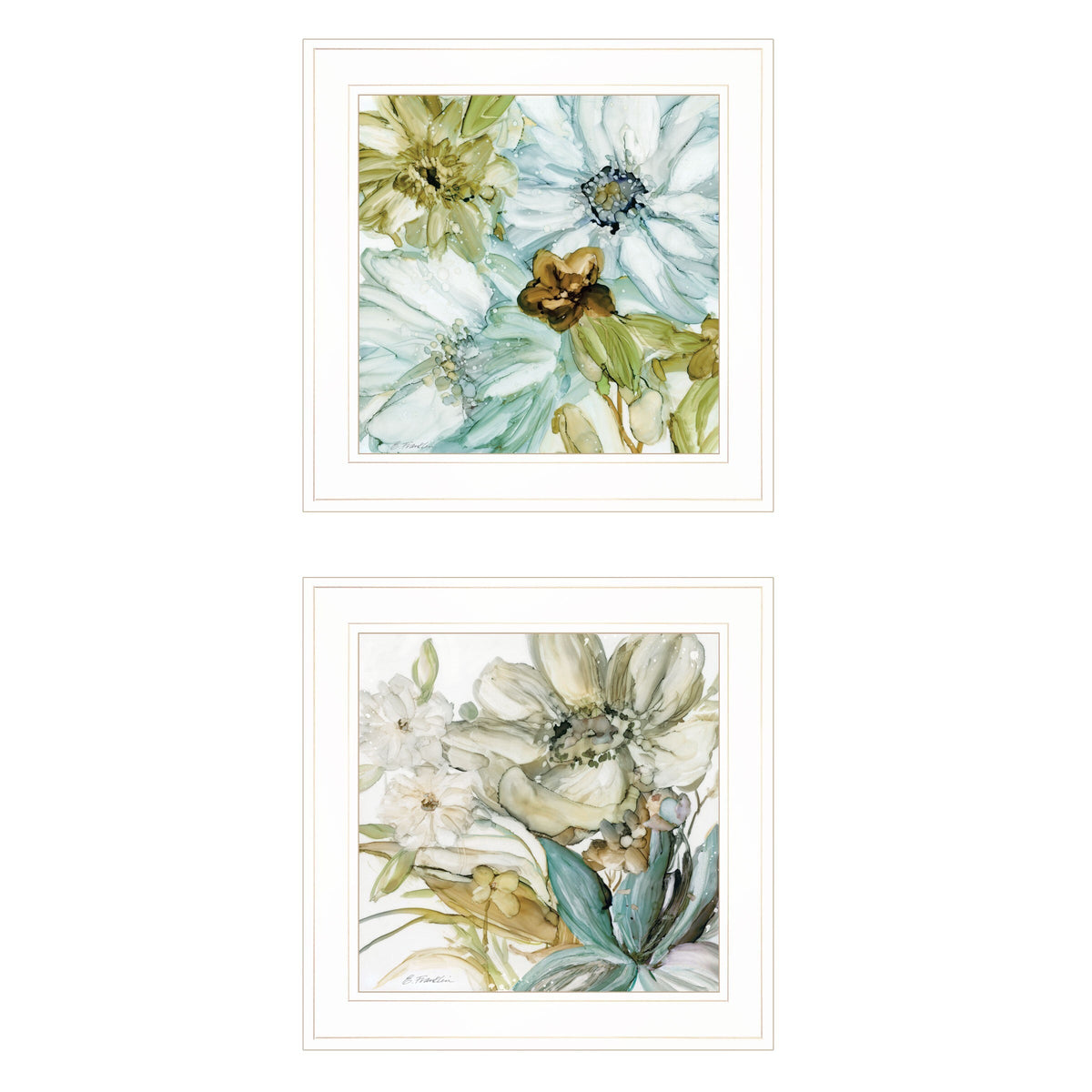 Set Of Two Sea Glass 1 White Framed Print Wall Art W2B