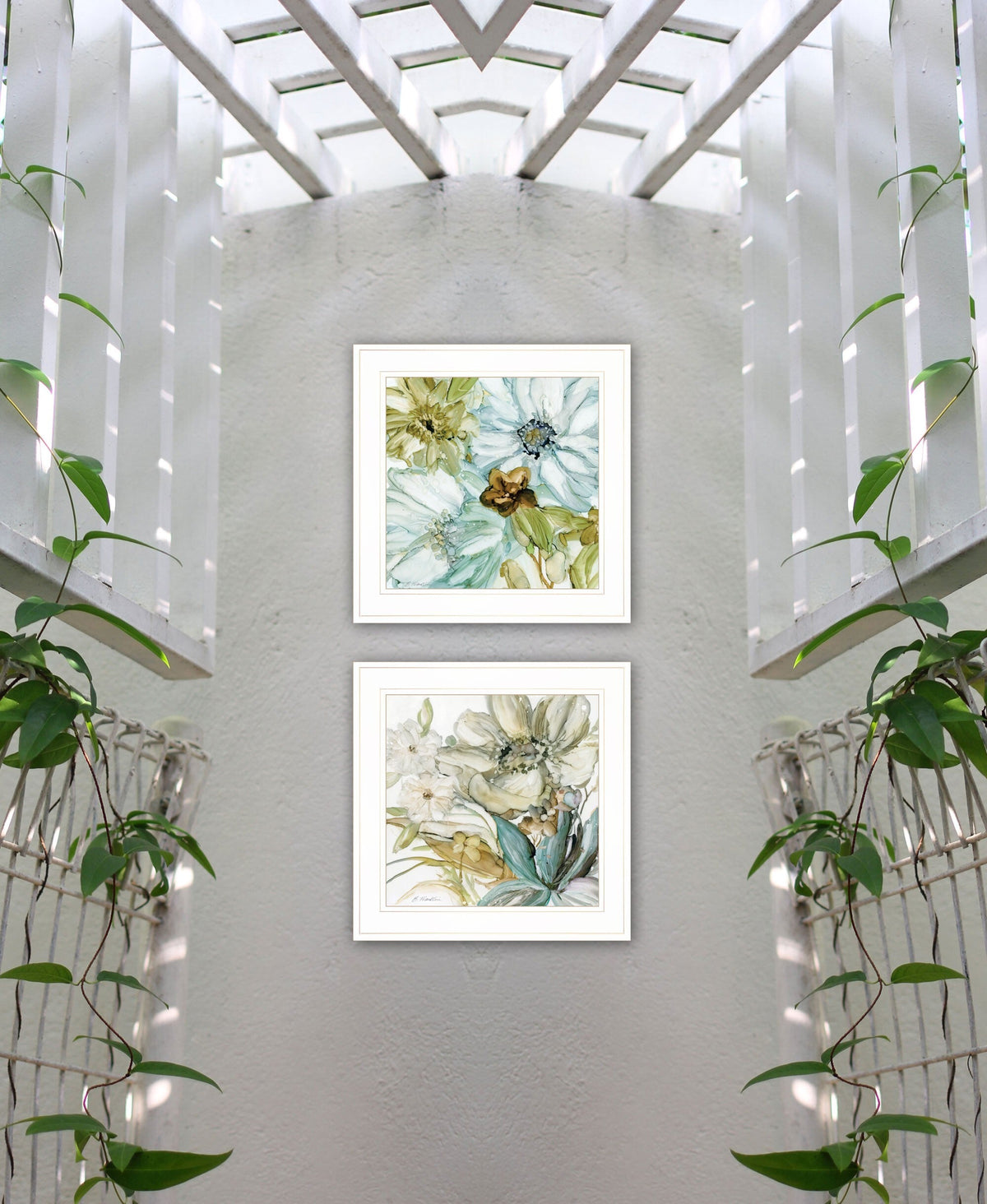 Set Of Two Sea Glass 1 White Framed Print Wall Art W2B