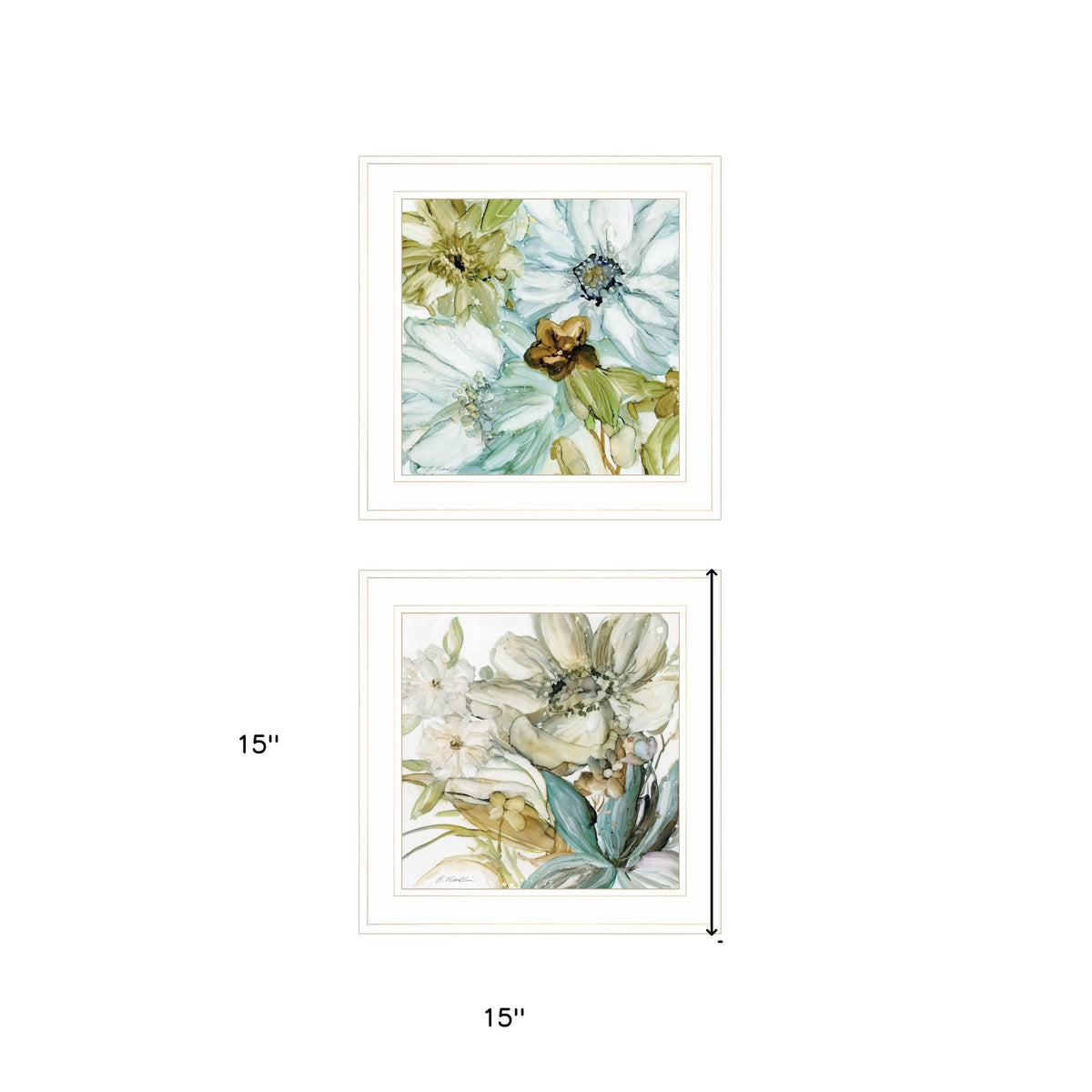 Set Of Two Sea Glass 1 White Framed Print Wall Art W2B