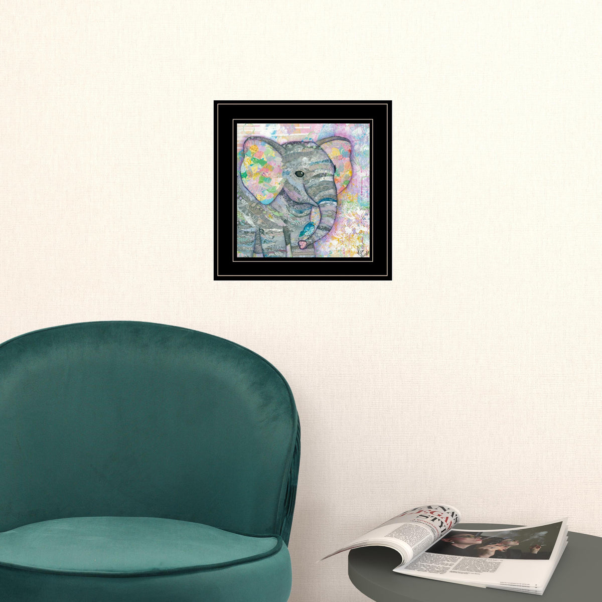 Set Of Two Elephant I and II 2 Black Framed Print Wall Art W2B