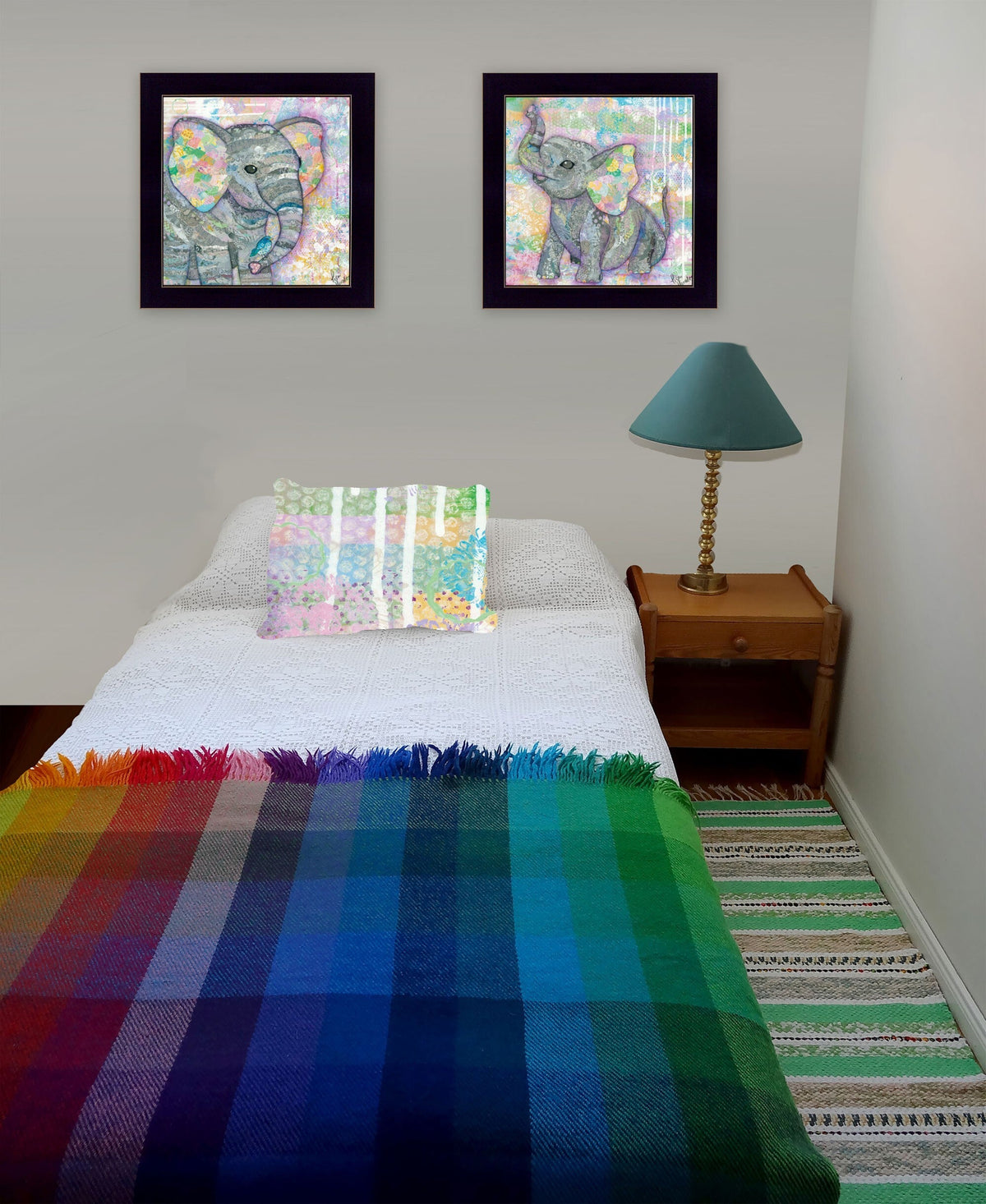 Set Of Two Elephant I and II 3 Black Framed Print Wall Art W2B