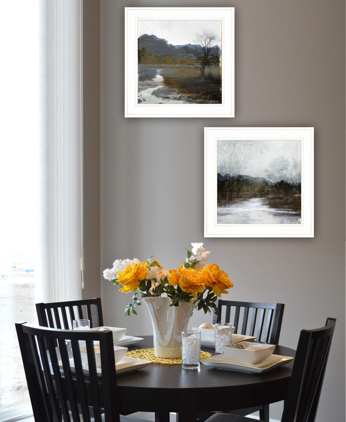 Set Of Two Winter Landscape 1 White Framed Print Wall Art W2B