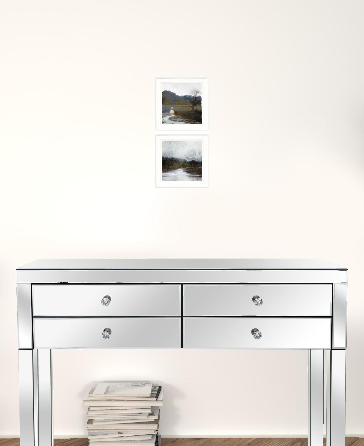 Set Of Two Winter Landscape 1 White Framed Print Wall Art W2B