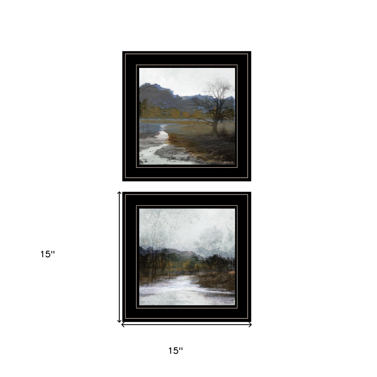 Set Of Two Winter Landscape 2 Black Framed Print Wall Art W2B