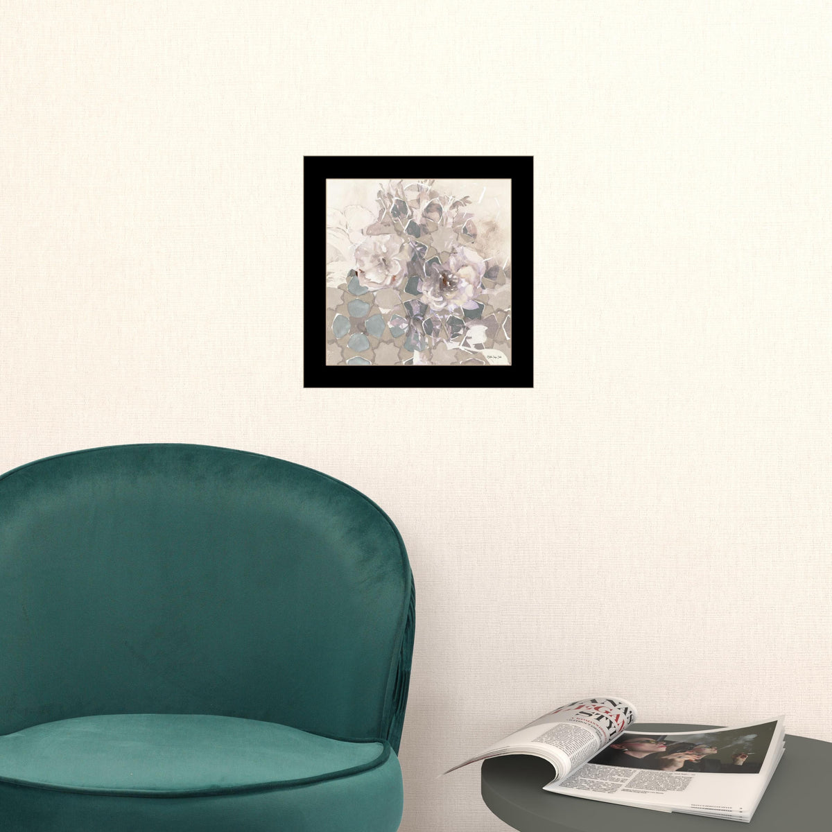 Set Of Two Transitional Blooms 3 Black Framed Print Wall Art W2B