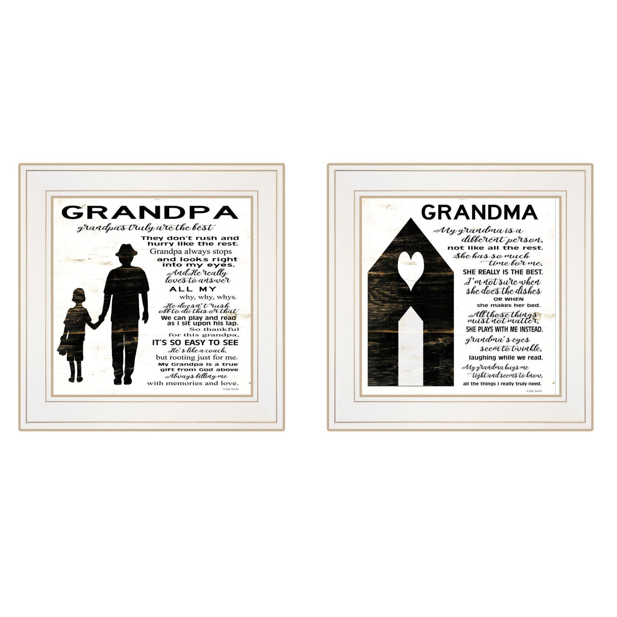 Set Of Two My Grandparents are the Best 2 White Framed Print Wall Art W2B