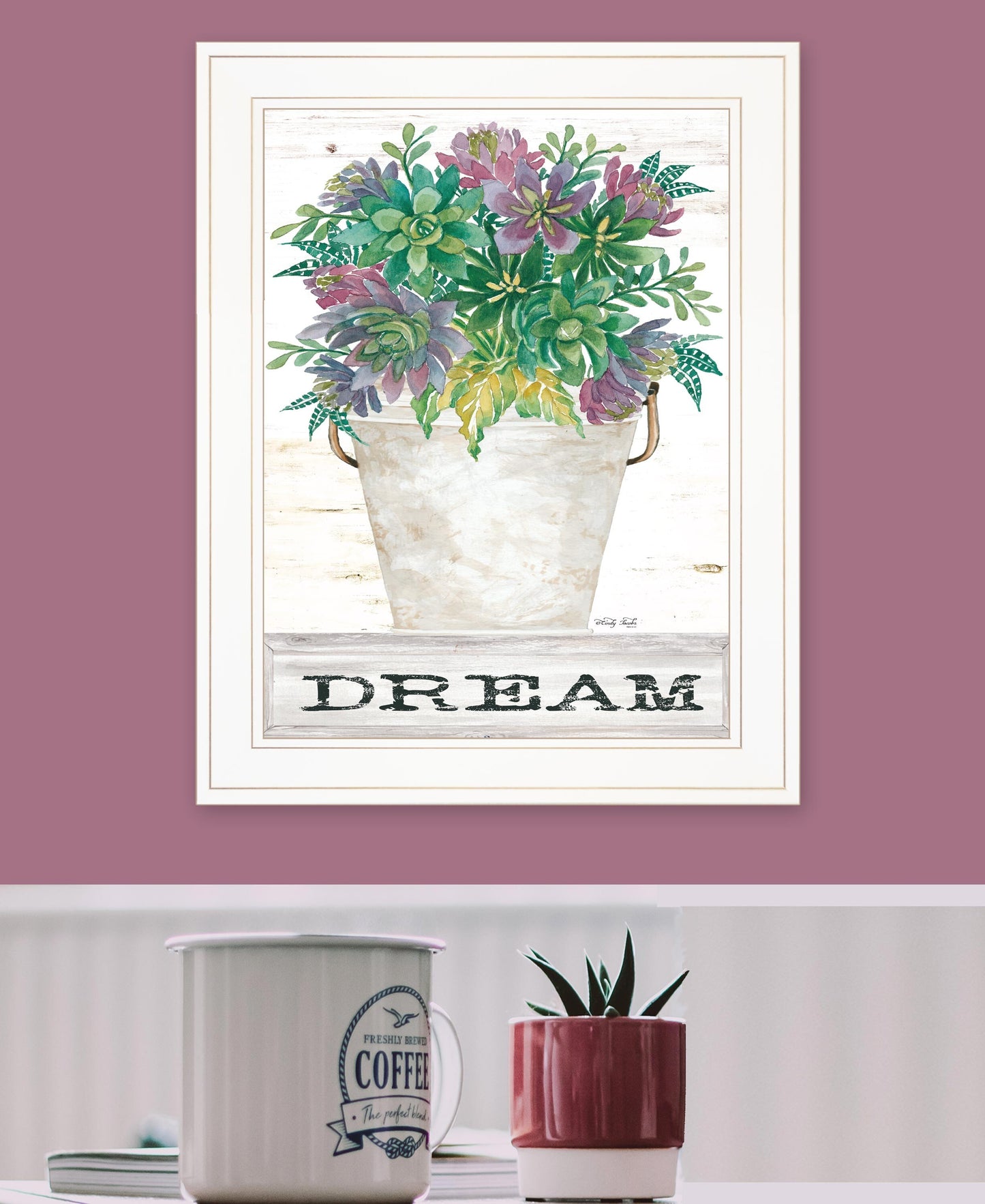 Dream Succulents 2 White Framed Print Wall Art