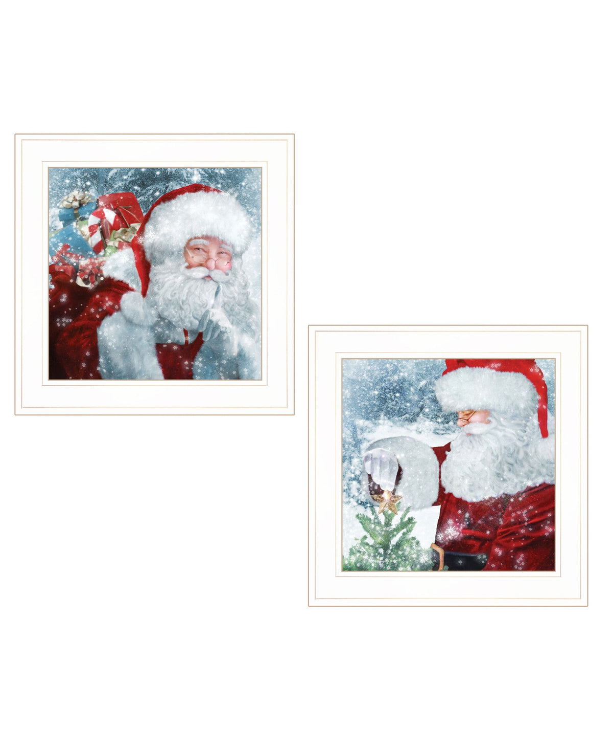 Set Of Two Santas Blessings 1 White Framed Print Wall Art W2B