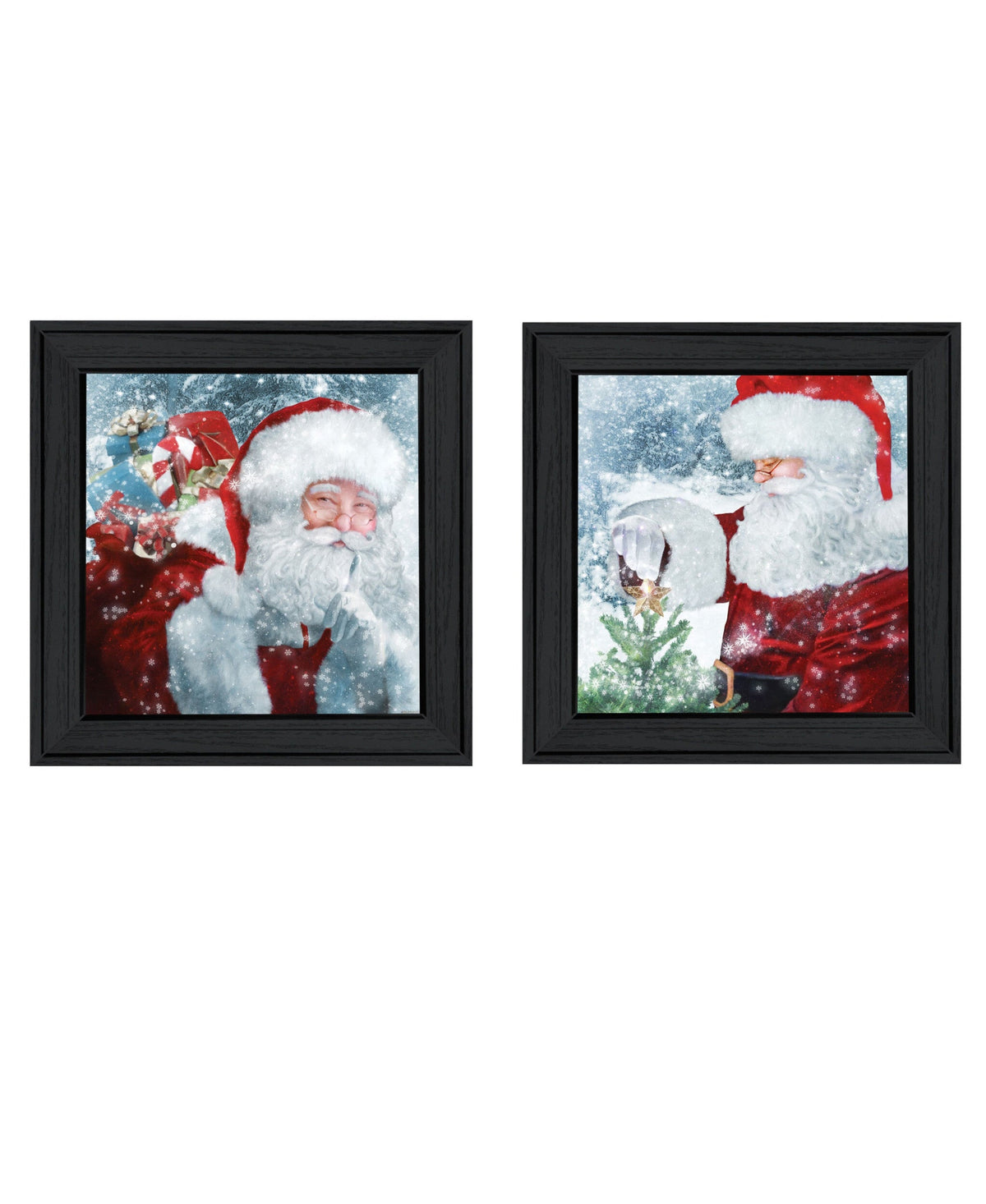 Set Of Two Santas Blessings 2 Black Framed Print Wall Art W2B