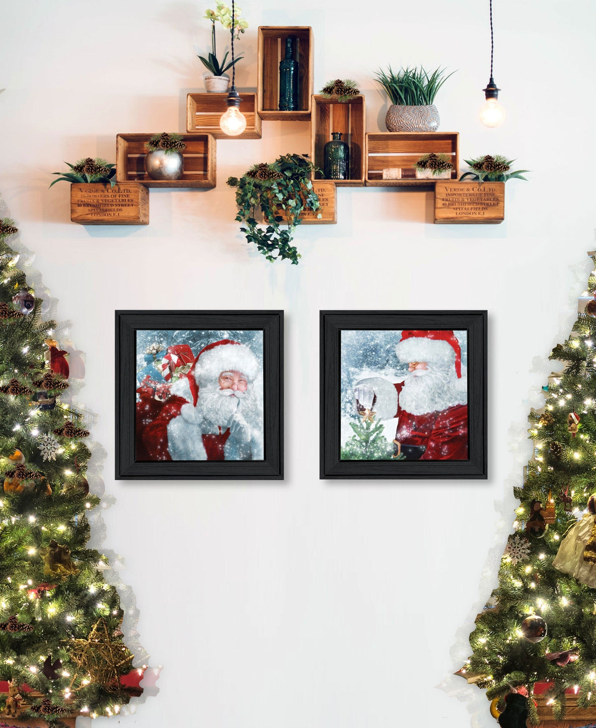 Set Of Two Santas Blessings 2 Black Framed Print Wall Art W2B