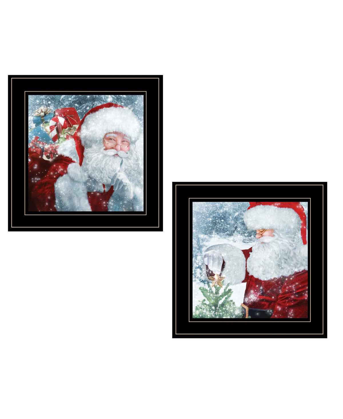 Set Of Two Santas Blessings Black Framed Print Wall Art W2B