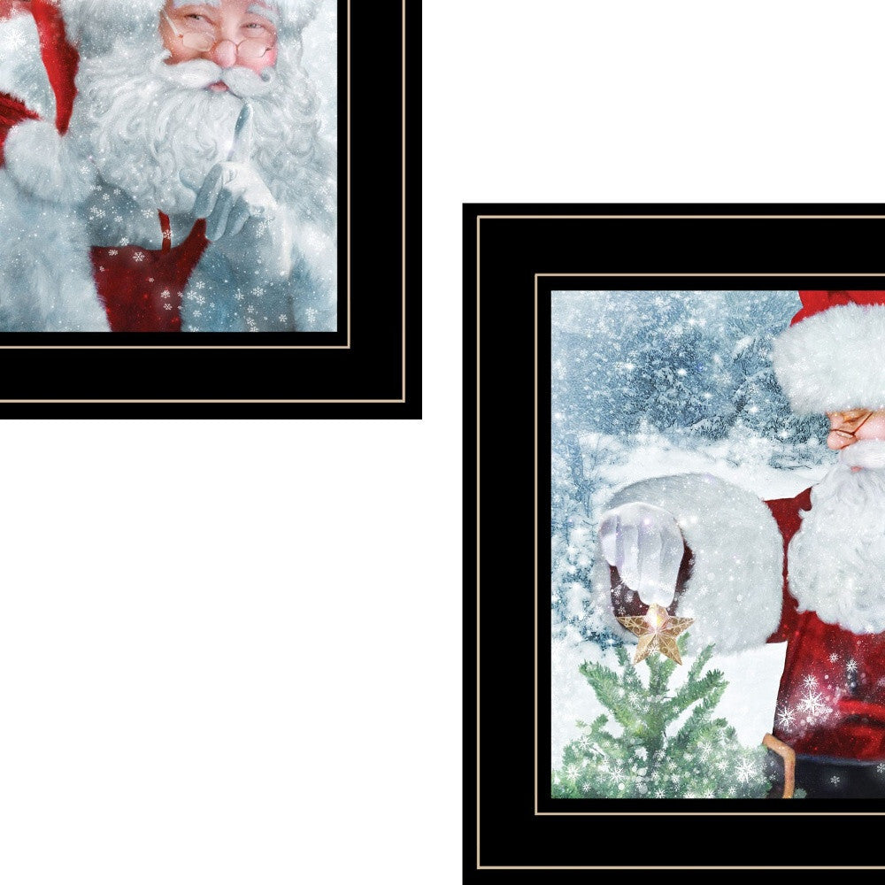 Set Of Two Santas Blessings Black Framed Print Wall Art W2B