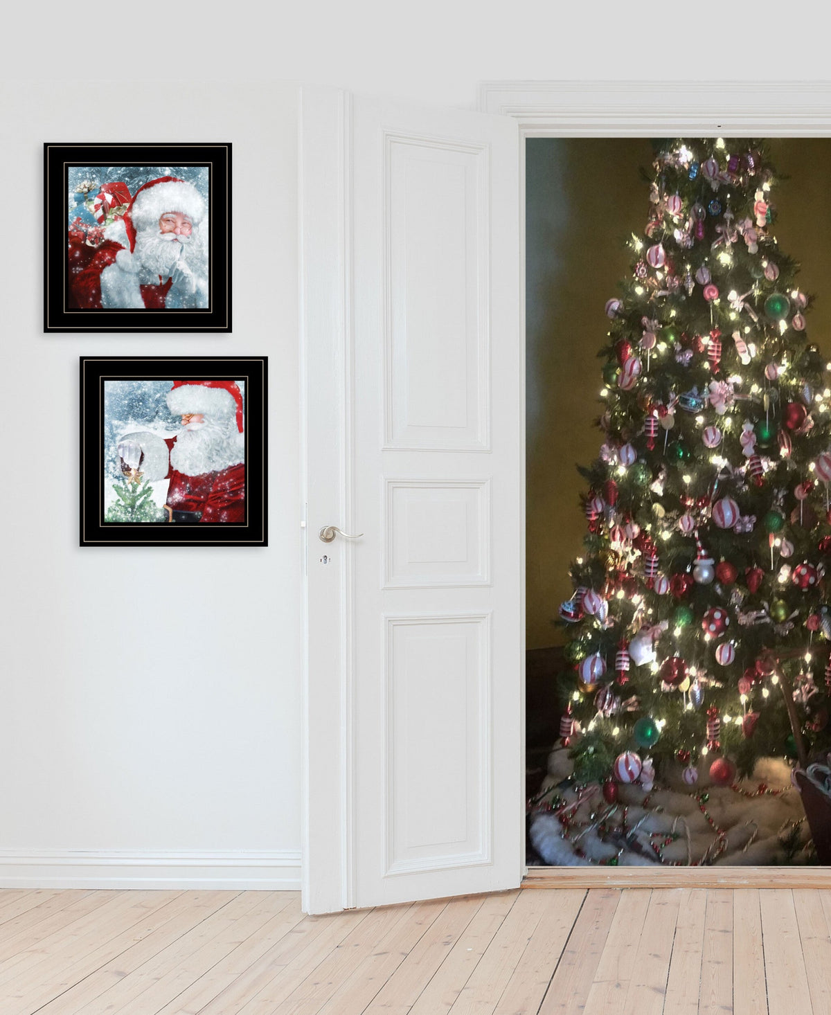 Set Of Two Santas Blessings Black Framed Print Wall Art W2B
