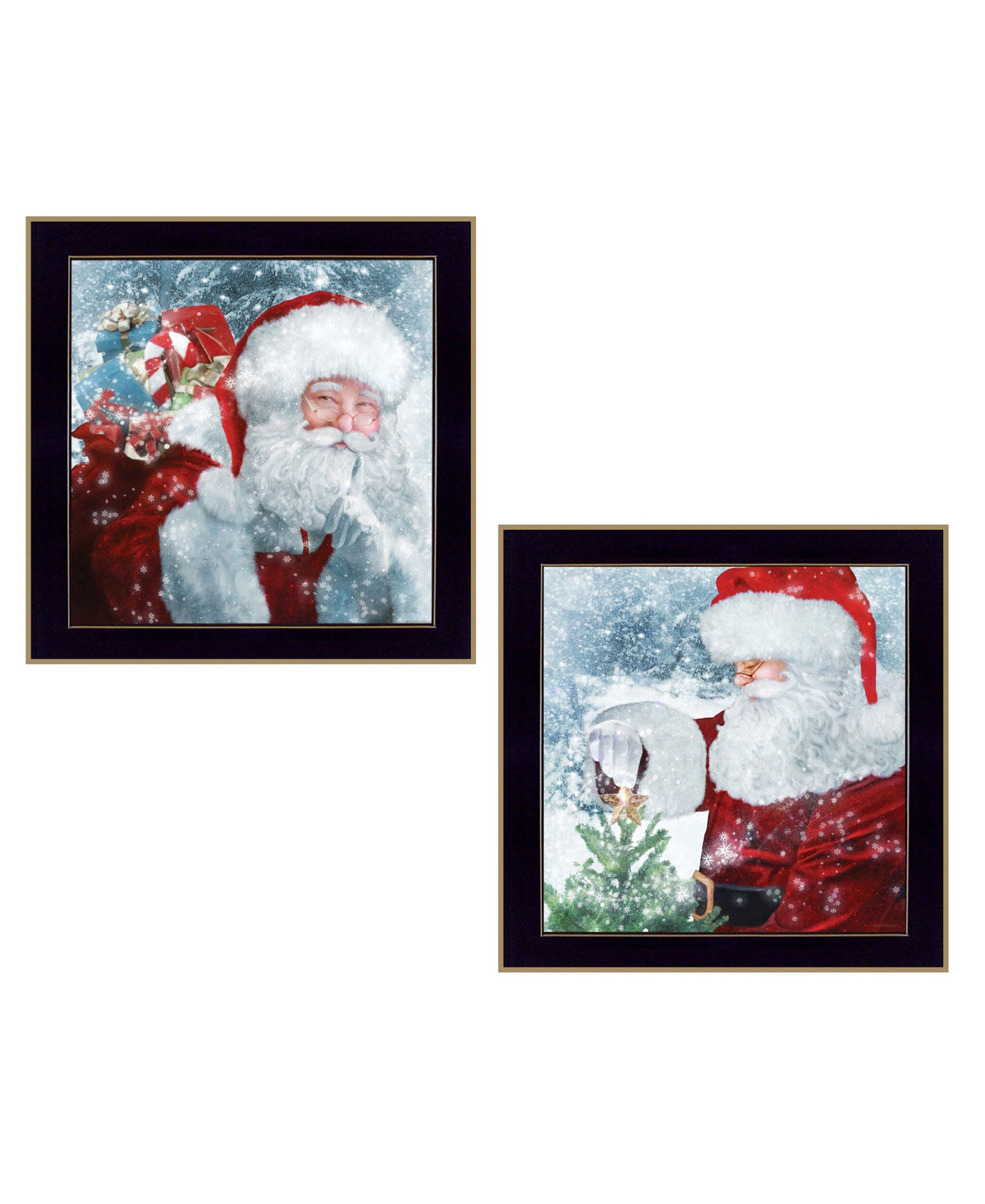 Set Of Two Santas Blessings 4 Black Framed Print Wall Art W2B