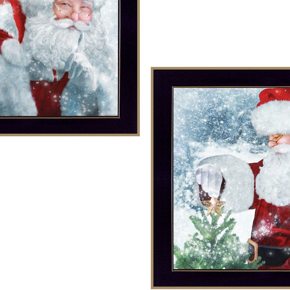 Set Of Two Santas Blessings 4 Black Framed Print Wall Art W2B